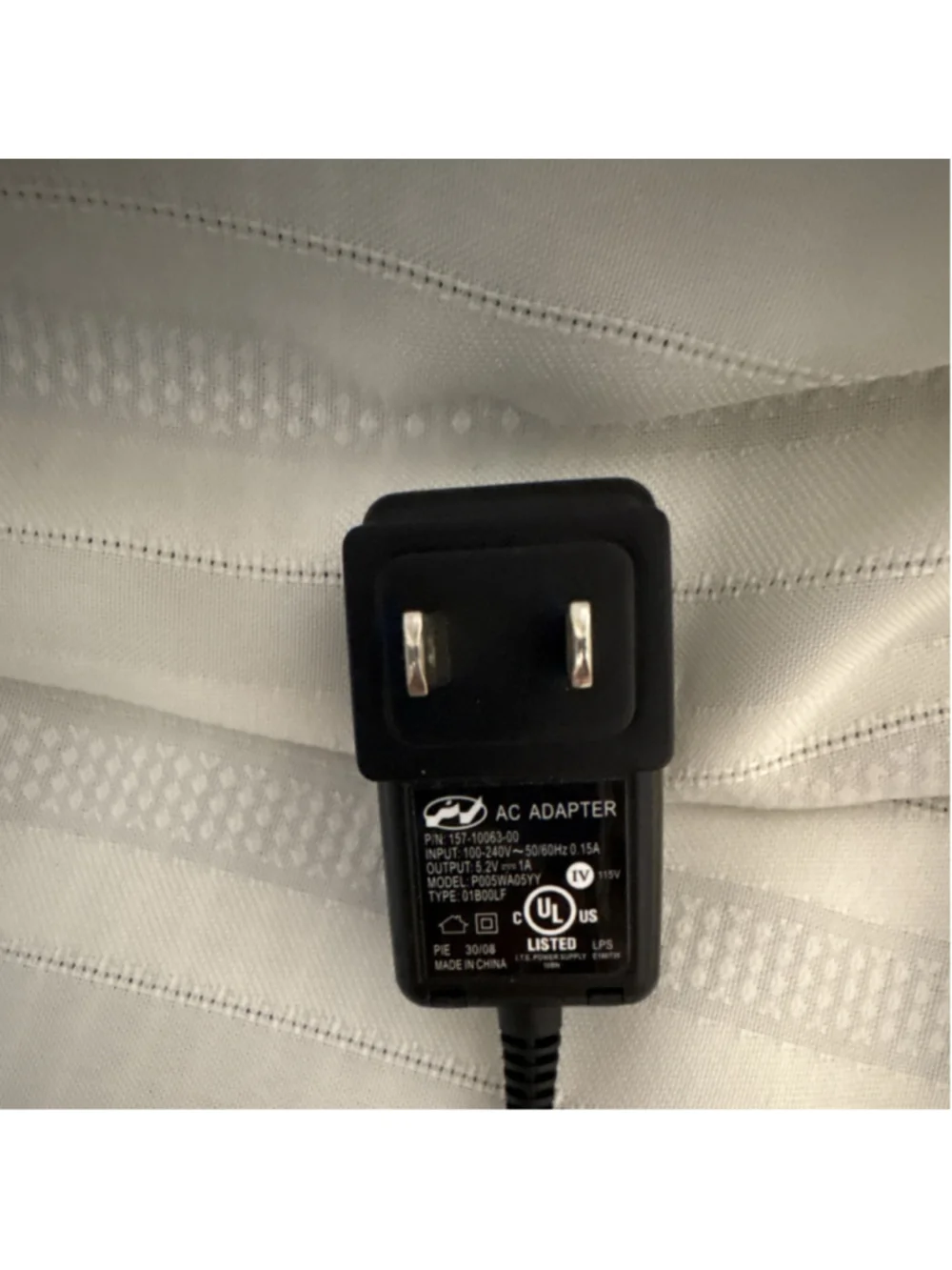 AC Adapter 5.2V 1A Black 2-Contact AC Male US 2 Pin 1ST-10063-00 P050WA05DY
